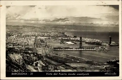 Ak Barcelona Katalonien Spanien, Vista del Puerto desde Montjuich