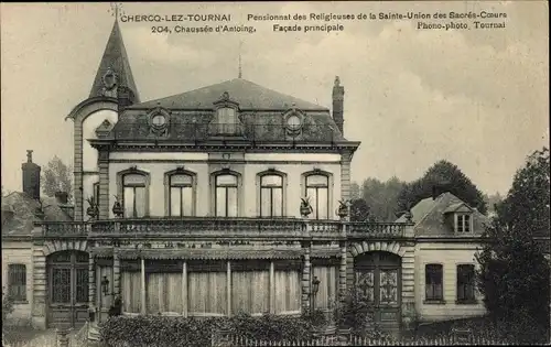 Ak Chercq-lez-Tournai, Pensionnat des Religieuses de la Sainte-Union, Facade principale