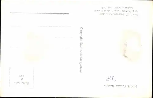 Ak Prinzessin Beatrix der Niederlande, Portrait 1958