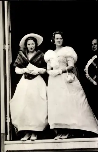 Ak Prinsjesdag 1958, Prinzessinnen Beatrix und Irene der Niederlande, Paleis Huis ten Bosch