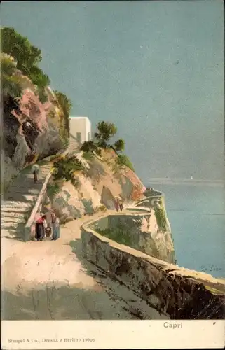 Künstler Ak Capri Neapel Campania, Teilansicht, Treppe