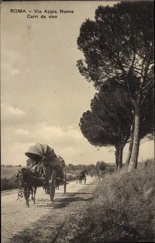 Ak Roma Rom Lazio, Via Appia Nuova, Carri da vino