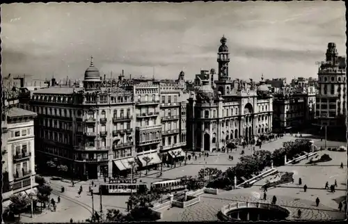 Ak Valencia Stadt Spanien, Plaza del Caudillo