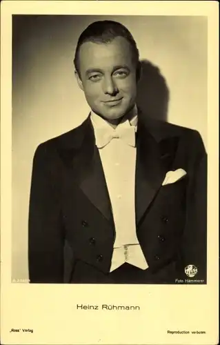 Ak Schauspieler Heinz Rühmann, Ross Verlag 2107/1