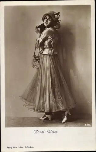 Ak Schauspielerin Hanni Weisse, Portrait, Kleid, Hut