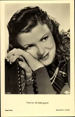 Ak Schauspielerin Maria Andergast, Portrait, Ross Verlag, A 3000/1