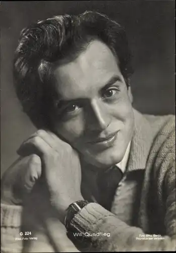 Ak Schauspieler Will Quadflieg, Portrait, Film Foto Verlag G 224, Foto Binz, Strickpullover