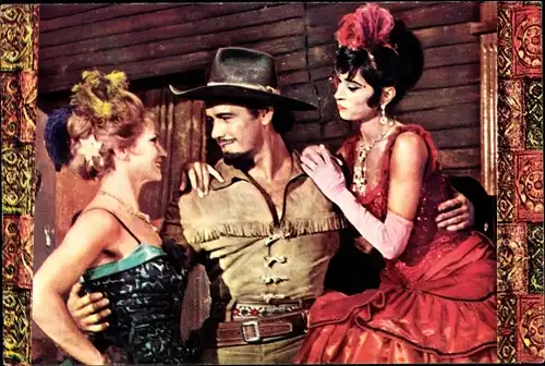 Ak Schauspieler Gordon Scott, Filmszene, Das war Buffalo Bill, Tänzerinnen, Cowboy, Bild Nr. 44