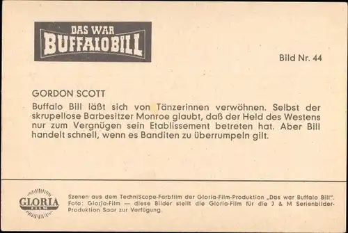 Ak Schauspieler Gordon Scott, Filmszene, Das war Buffalo Bill, Tänzerinnen, Cowboy, Bild Nr. 44