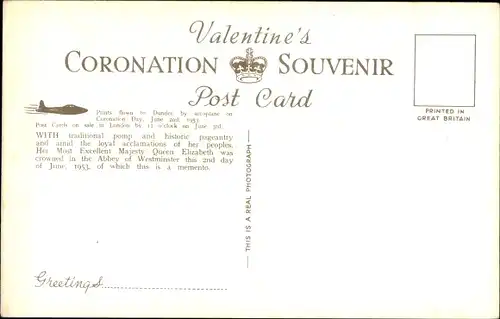 Ak Queen Elizabeth II. and the Duke of Edinburgh in the State Coach, Coronation 1953