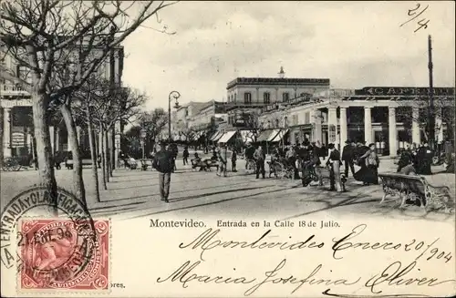 Ak Montevideo Uruguay, Entrada en la Calle 18 de Julio