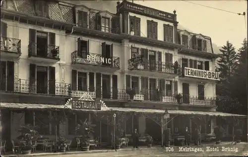 Ak Brünig Meiringen Kt. Bern Schweiz, Hotel Brünig, Terminus Brünig, Restaurant