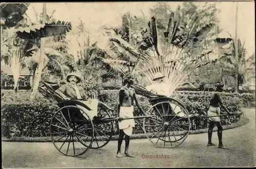 Ak Ceylon, Ginrickshas, Rikscha Fahrer