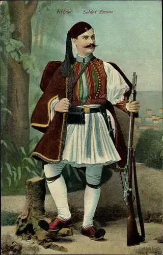 Ak Soldat Evzon, Griechischer Soldat, Griechische Tracht