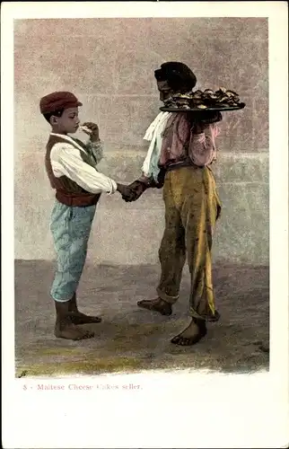 Künstler Ak Malta, Maltese Cheese Cakes seller