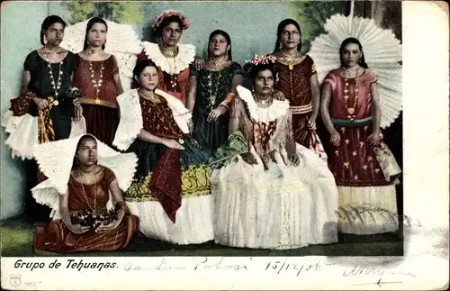Ak Mexiko, Grupo di Tehuanas, Mexikanische Tracht