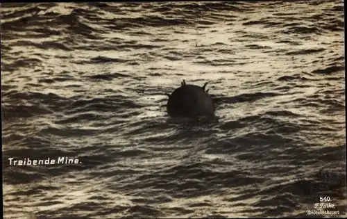 Ak Treibende Mine, Seemine, Foto F. Finke Wilhelmshaven