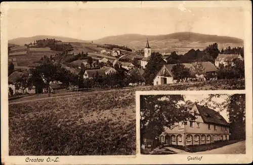 Ak Crostau Schirgiswalde Kirschau in Sachsen, Gasthaus, Blick auf den Ort,Kirche