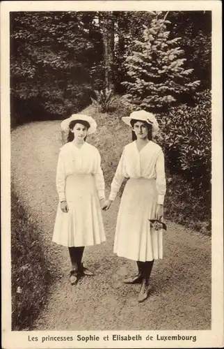 Ak Prinzessinnen Sophie und Elisabeth von Luxemburg, Portrait