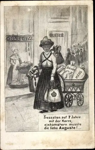 Ak Fressalien auf 7 Jahre mit der Karre, Kaiserin Auguste Viktoria