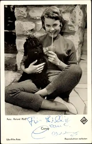 Ak Schauspielerin und Sängerin Conny Froboess, Portrait, Autogramm, Pudel