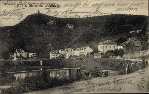 Ak Alf an der Mosel, Teilansicht mit Waldfrieden