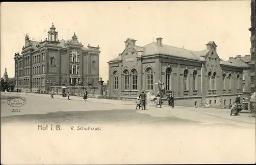 Ak Hof an der Saale Oberfranken Bayern, V. Schulhaus