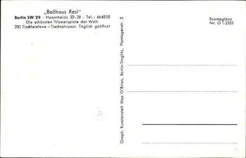 Ak Berlin Kreuzberg Hasenheide, Ballhaus Resi