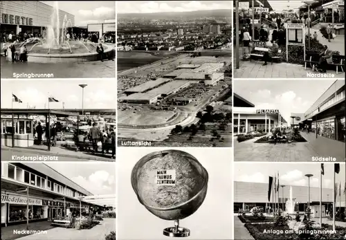 Ak Sulzbach, Main-Taunus-Zentrum, Spielplatz, Neckermann, Springbrunnen, Nordseite, Südseite