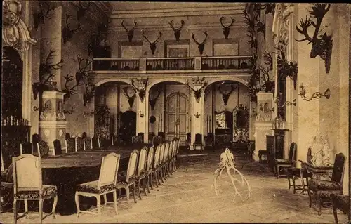 Ak Moritzburg in Sachsen, Jagdschloss Moritzburg, Speisesaal, Innenansicht