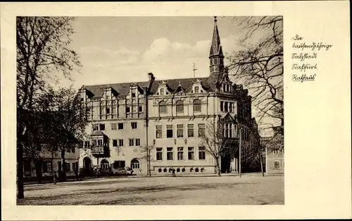 Ak Staßfurt im Salzlandkreis, Partie am Rathaus