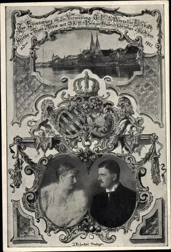 Ak Regensburg, Vermählung Prinzessin Elisabeth von Thurn & Taxis mit Friedrich Christian von Sachsen