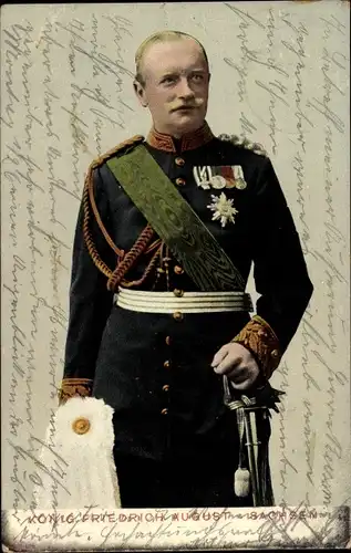 Ak König Friedrich August III. von Sachsen, Portrait in Uniform
