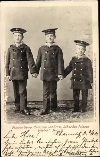 Ak Söhne von König Friedrich August III. von Sachsen, Georg, Christian, Ernst