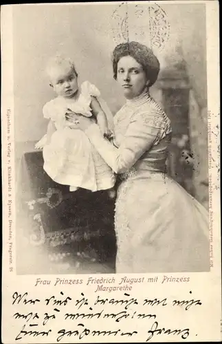 Ak Luise von Österreich-Toskana, Kronprinzessin von Sachsen mit Prinzessin Margarethe