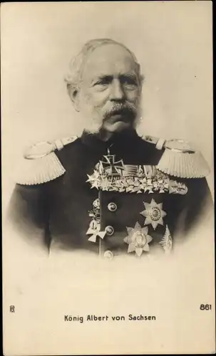 Ak König Albert von Sachsen, Portrait in Uniform, Orden