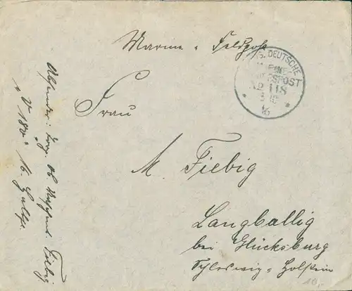 Briefumschlag Stempel Marinepost MSP Nr. 118, 16. Torpedoboots Halbflottille, V 180