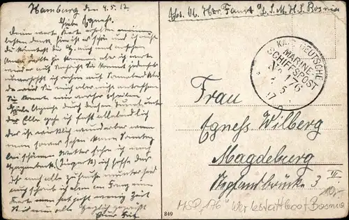 Ak Stempel Marinepost MSP Nr. 176, Werkstattschiff Bosnia