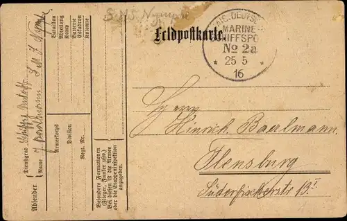 Ak Stempel Marinepost MSP Nr. 2a, Kleiner Kreuzer SMS Nymphe