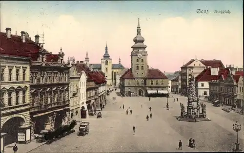 Ak Žatec Saaz Region Aussig, Ringplatz