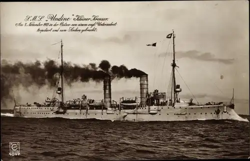 Ak Deutsches Kriegsschiff, SMS Undine, Kleiner Kreuzer, Kaiserliche Marine