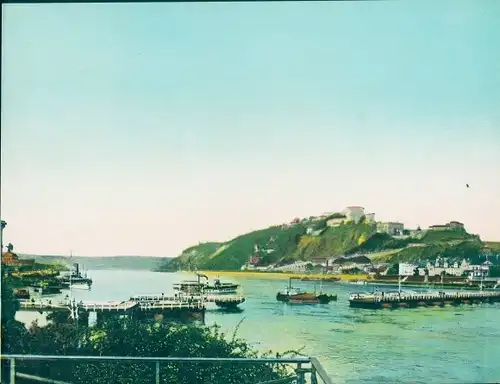Chromo Foto Ehrenbreitstein Koblenz am Rhein, Schiffbrücke
