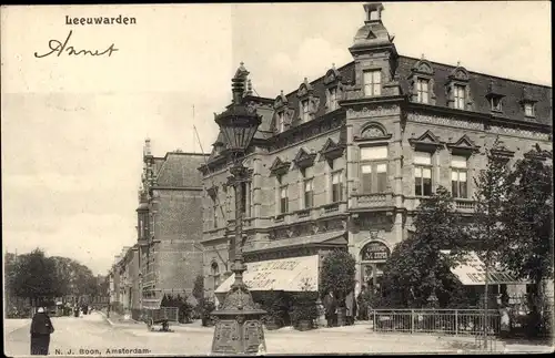 Ak Leeuwarden Friesland Niederlande, Straßenpartie, Café