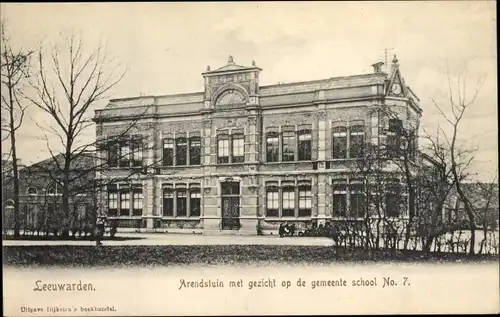 Ak Leeuwarden Friesland Niederlande, Arendstuin met gezicht op de gemeente school No. 7