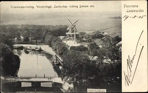 Ak Leeuwarden Friesland Niederlande, Panorama, Vrouwenpoortsbrug, Westersingel