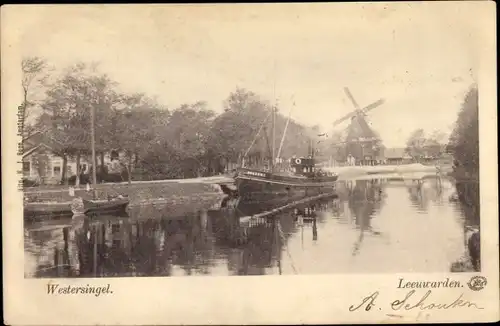 Ak Leeuwarden Friesland Niederlande, Westersingel, Molen