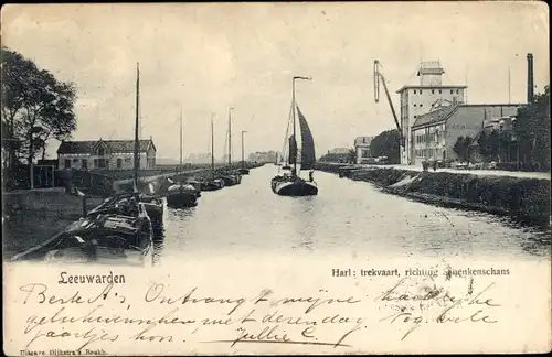 Ak Leeuwarden Friesland Niederlande, Harl trekvaart, Segelpartie