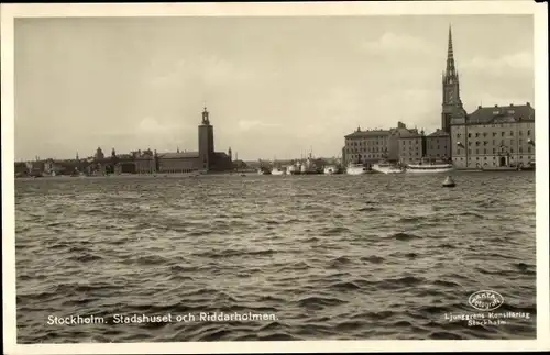 Ak Stockholm Schweden, Stadshuset och Riddarholmen