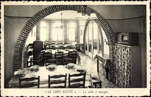 Ak Klemskerke De Haan Le Coq sur Mer Westflandern, Le Chat Botte, La salle a manger