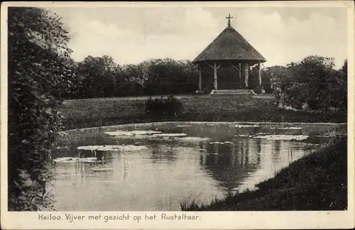 Ak Heiloo Nordholland Niederlande, Vijver met gezicht op het Rustaltaar